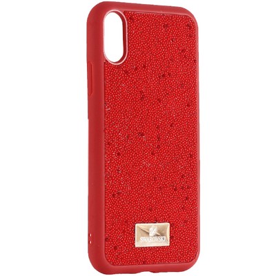 Чехол-накладка силиконовая со стразами SWAROVSKI Crystalline для iPhone XR (6.1") Красный №4 - фото 21459