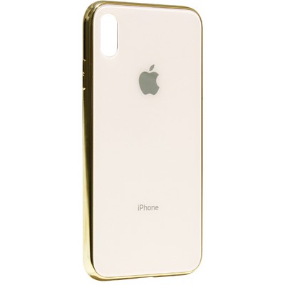Чехол-накладка для iPhone XS Max (6.5") стеклянный имитация задней крышки Золотой - фото 21553