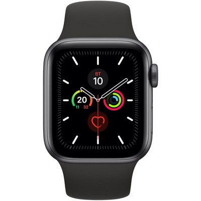 Apple Watch Series 5 GPS 40mm Space Gray Aluminum Case with Black Sport Band (MWV82RU) - фото 22235