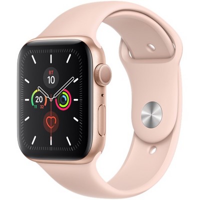 Apple Watch Series 5 GPS 44mm Gold Aluminum Case with Pink Sand Sport Band (MWVE2RU/A) - фото 22237