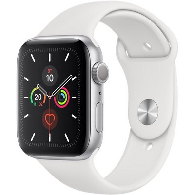 Apple Watch Series 5 GPS 44mm Silver Aluminum Case with White Sport Band (MWVD2RU/A) - фото 22240