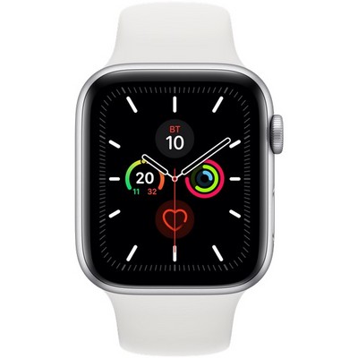 Apple Watch Series 5 GPS 44mm Silver Aluminum Case with White Sport Band (MWVD2RU/A) - фото 22241