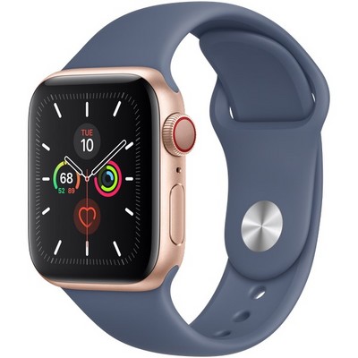 Apple Watch Series 5 Cellular 40mm Gold Aluminum Case with Alaskan Blue Sport Band - фото 22756