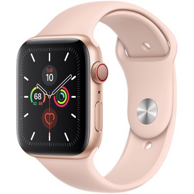 Apple Watch Series 5 Cellular 44mm Gold Aluminum Case with Pink Sand Sport Band - фото 22767