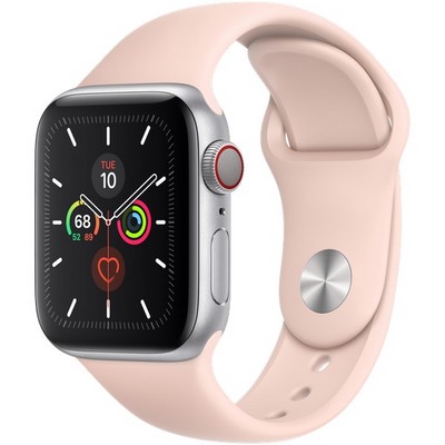 Apple Watch Series 5 Cellular 40mm Silver Aluminum Case with Pink Sand Sport Band - фото 22776