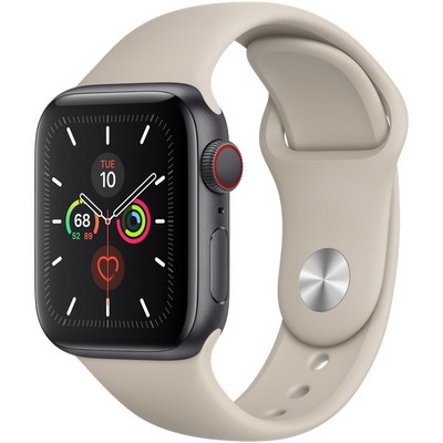 Apple Watch Series 5 Cellular 40mm Space Gray Aluminum Case with Stone Sport Band - фото 22793