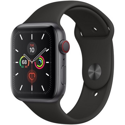 Apple Watch Series 5 Cellular 44mm Space Gray Aluminum Case with Black Sport Band - фото 22805