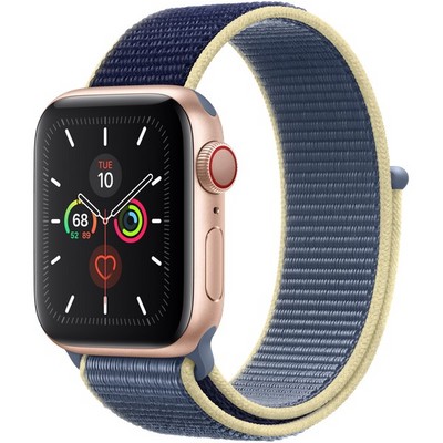 Apple Watch Series 5 Cellular 40mm Gold Aluminum Case with Alaskan Blue Sport Loop - фото 22807