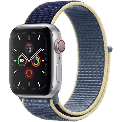 Apple Watch Series 5 Cellular 40mm Silver Aluminum Case with Alaskan Blue Sport Loop - фото 22821