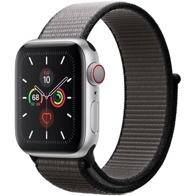 Apple Watch Series 5 Cellular 40mm Silver Aluminum Case with Anchor Gray Sport Loop - фото 22822