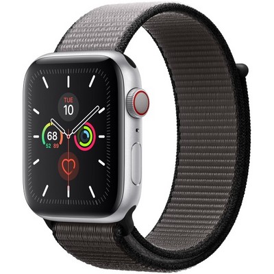 Apple Watch Series 5 Cellular 44mm Silver Aluminum Case with Anchor Gray Sport Loop - фото 22829