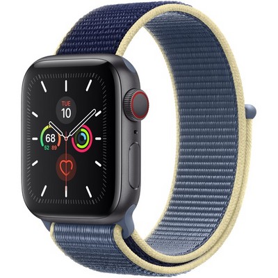 Apple Watch Series 5 Cellular 40mm Space Gray Aluminum Case with Alaskan Blue Sport Loop - фото 22835