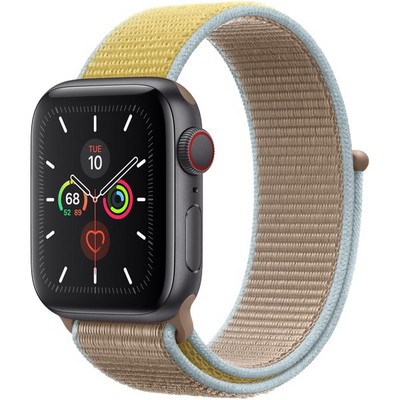 Apple Watch Series 5 Cellular 40mm Space Gray Aluminum Case with Camel Sport Loop - фото 22841