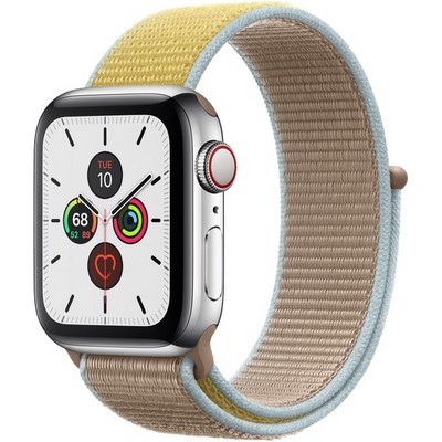 Apple Watch Series 5 Cellular 40mm Stainless Steel Case with Camel Sport Loop - фото 22905