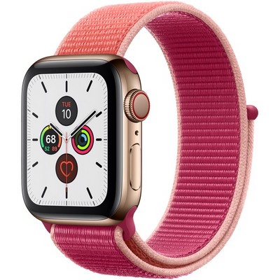 Apple Watch Series 5 Cellular 40mm Gold Stainless Steel Case with Pomegranate Sport Loop - фото 22929