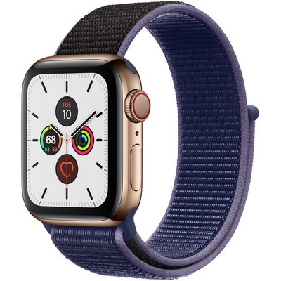 Apple Watch Series 5 Cellular 40mm Gold Stainless Steel Case with Midnight Blue Sport Loop - фото 22935