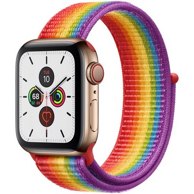 Apple Watch Series 5 Cellular 40mm Gold Stainless Steel Case with Pride Sport Loop - фото 22937