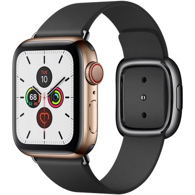 Apple Watch Series 5 Cellular 40mm Gold Stainless Steel Case with Black Modern Buckle - фото 22966