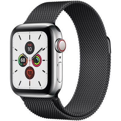 Apple Watch Series 5 Cellular 40mm Stainless Steel Case with Space Black Milanese Loop - фото 22984