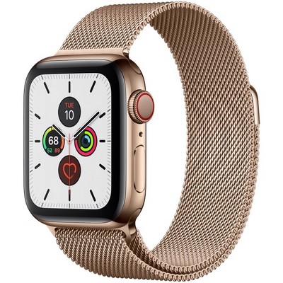 Apple Watch Series 5 Cellular 40mm Gold Stainless Steel Case with Gold Milanese Loop - фото 22999