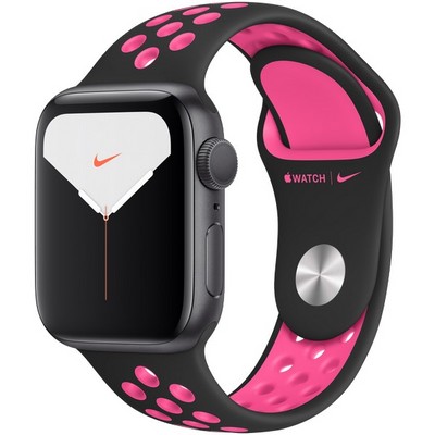 Apple Watch Nike Series 5 GPS 40mm Space Gray Aluminum Case with Black/Pink Blast Nike Sport Band - фото 23077