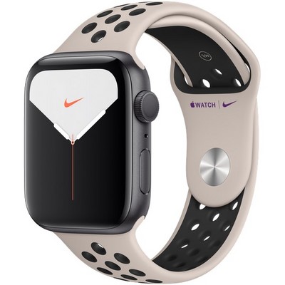 Apple Watch Nike Series 5 GPS 44mm Space Gray Aluminum Case with Desert Sand/Black Nike Sport Band - фото 23089