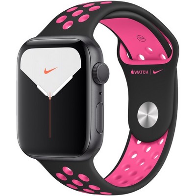 Apple Watch Nike Series 5 GPS 44mm Space Gray Aluminum Case with Black/Pink Blast Nike Sport Band - фото 23092