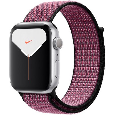 Apple Watch Nike Series 5 GPS 44mm Silver Aluminum Case with Pink Blast/True Berry Nike Sport Loop - фото 23122