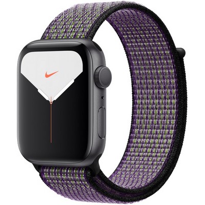 Apple Watch Nike Series 5 GPS 44mm Space Gray Aluminum Case with Desert Sand/Volt Nike Sport Loop - фото 23149