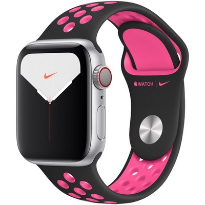 Apple Watch Nike Series 5 Cellular 40mm Silver Aluminum Case with Black/Pink Blast Nike Sport Band - фото 23167