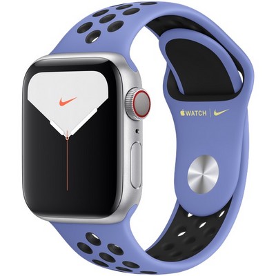 Apple Watch Nike Series 5 Cellular 40mm Silver Aluminum Case with Royal Pulse/Black Nike Sport Band - фото 23170