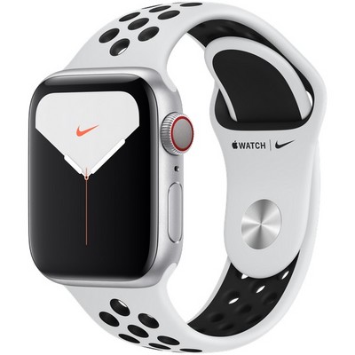 Apple Watch Nike Series 5 Cellular 40mm Silver Aluminum Case with Pure Platinum/Black Nike Sport Band - фото 23173