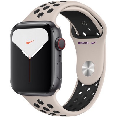 Apple Watch Nike Series 5 Cellular 44mm Space Gray Aluminum Case with Desert Sand/Black Nike Sport Band - фото 23209