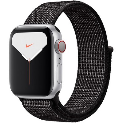 Apple Watch Nike Series 5 Cellular 40mm Silver Aluminum Case with Black Nike Sport Loop - фото 23236