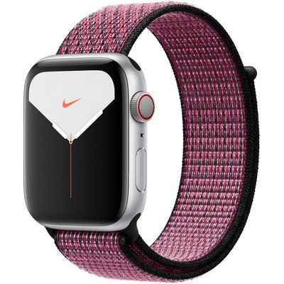 Apple Watch Nike Series 5 Cellular 44mm Silver Aluminum Case with Pink Blast/True Berry Nike Sport Loop - фото 23242