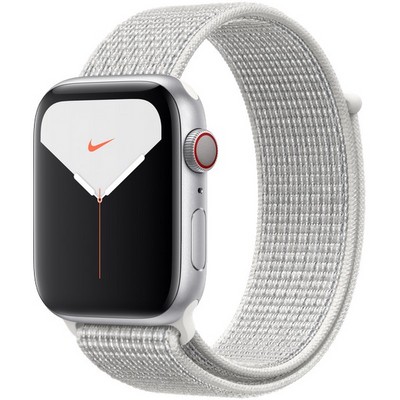 Apple Watch Nike Series 5 Cellular 44mm Silver Aluminum Case with Summit White Nike Sport Loop - фото 23248