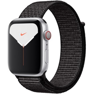 Apple Watch Nike Series 5 Cellular 44mm Silver Aluminum Case with Black Nike Sport Loop - фото 23251