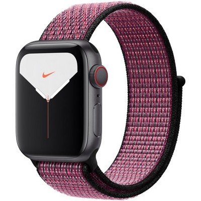 Apple Watch Nike Series 5 Cellular 40mm Space Gray Aluminum Case with Pink Blast/True Berry Nike Sport Loop - фото 23257