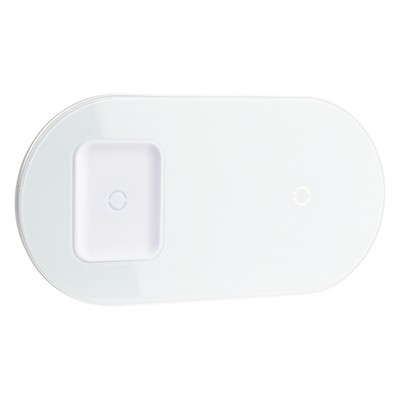 Беспроводное зарядное устройство Baseus Simple 2in1 (Phone+Phone/ Phone+Pods) Wireless Charger 18W (WXJK-02) Белый - фото 24317