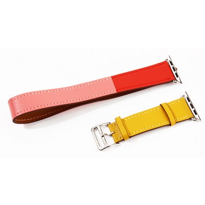 Ремешок кожаный COTECi W36 Fashoin Leather (WH5261-44-ACR) для Apple Watch 44мм/ 42мм (Long) Желтый-Красный - фото 55326