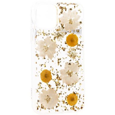 Чехол-накладка пластиковая KZDOO Flowers TPU+Dried Flowers+Lucite для Iphone 11 Pro (5.8") силиконовый борт Желтая - фото 55739