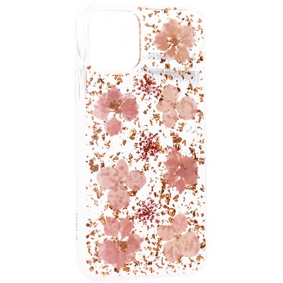 Чехол-накладка силиконовая KZDOO Flowers TPU+Dried Flowers+Lucite для Iphone 11 Pro Max (6.5") Розовая - фото 55744