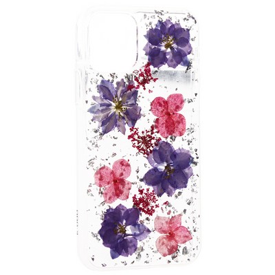 Чехол-накладка пластиковая KZDOO Flowers TPU+Dried Flowers+Lucite для Iphone 11 Pro (5.8") силиконовый борт Сиреневая - фото 55740