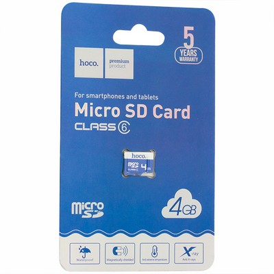 Карта памяти Hoco micro SD Card 4Gb Class6 - фото 26896