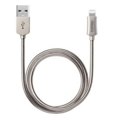 Дата-кабель USB Deppa Steel MFI 8-pin Lightning алюминий D-72272 (1.2м) Стальной - фото 36711