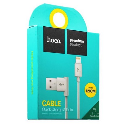 Дата-кабель USB Hoco UPL11 L Shape Lightning (1.2 м) Белый - фото 36725