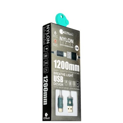 Дата-кабель USB COTECi M30 NYLON series Lightning cable с индикатором CS2127-1.2M-GC (1.2 м) Графитовый - фото 36783