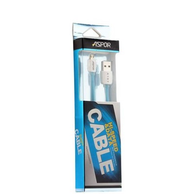 Дата-кабель USB Aspor А107 MicroUSB (1.0m) плоский в силиконе 2.1A голубой - фото 36845