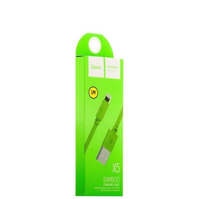 Дата-кабель USB Hoco X5 Bamboo Lightning (1.0 м) Зеленый - фото 36910