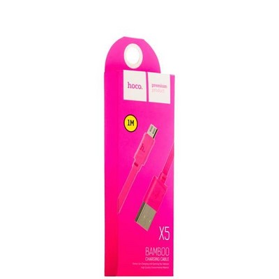 Дата-кабель USB Hoco X5 Bamboo MicroUSB (1.0 м) Розовый - фото 36913